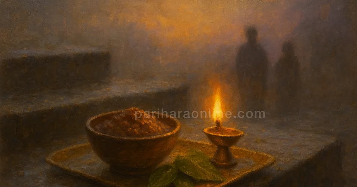 Brass plate with Thiruvathirai kali, bilva leaves and a lit lamp in the rain, for Ardra nakshatra and Shiva | pariharaonline.com